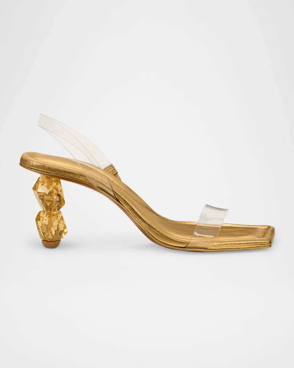Gracie Clear Metallic Slingback Sandals